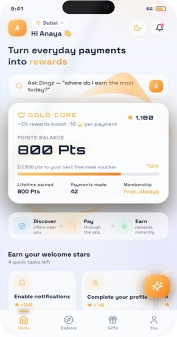 Orood home screen